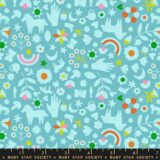 PREORDER 5 Yards Backing Catnap - Little Luck in Turquoise by Alexia Abegg for Ruby Star Society