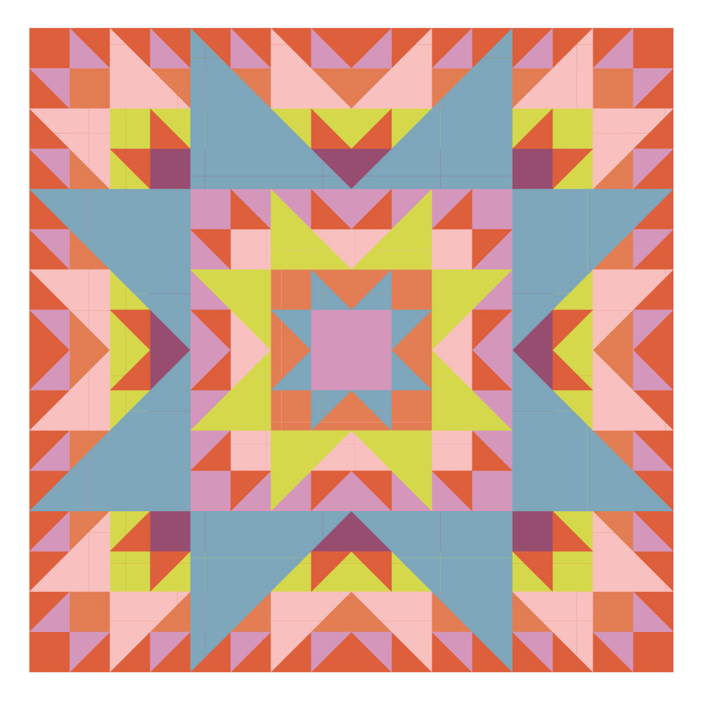 hello summer quilt mock up in pure solids