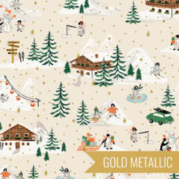 rifle paper company penguins in cream metallic